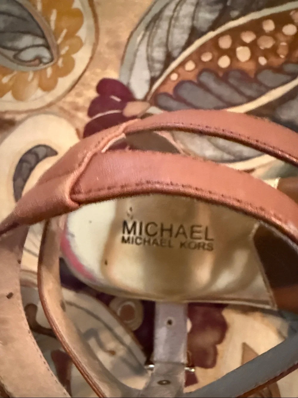 Michael Kors Tan Leather Gladiator Zip Sandals